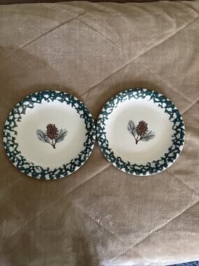 Tienshan Folkcraft PINECONE Salad Plate 7 3/4" Set Of 2